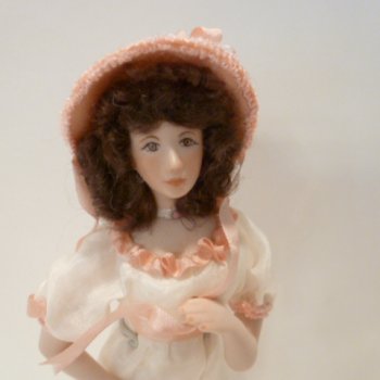Lady Doll wearing white outfit w/pink hat
